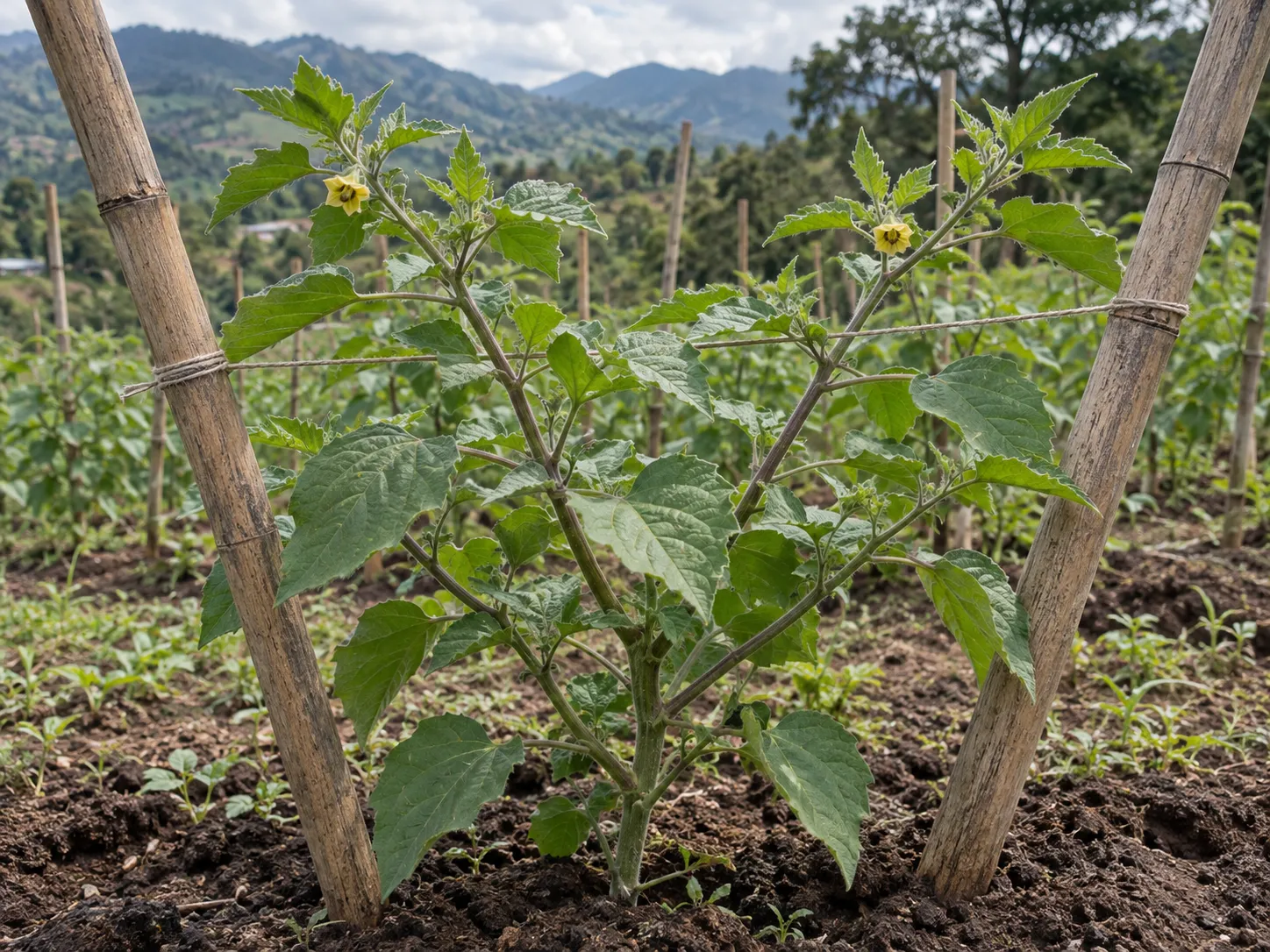 Planta tutorada en V